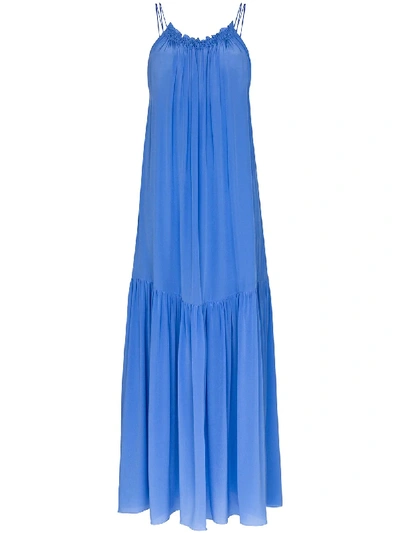 Shop Three Graces Tatyana Ruched Maxi Dress In Blue