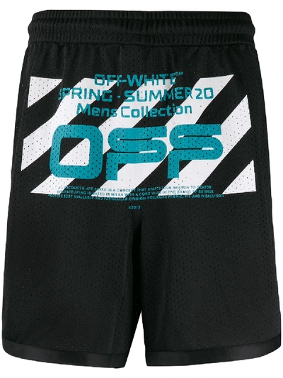 Shop Off-white Logo Printed Track Shorts In Black