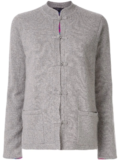 Shop Shanghai Tang Chinoiserie Tang-style Cardigan In Grey