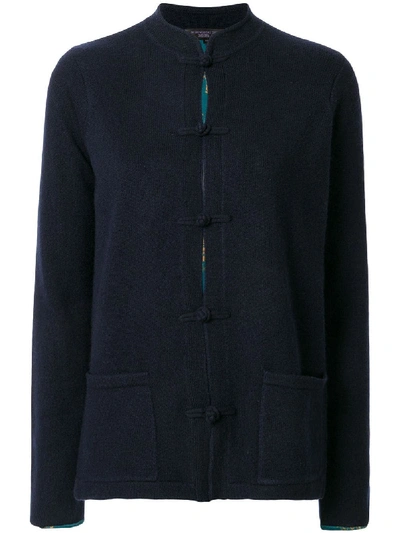 Shop Shanghai Tang Chinoiserie Tang-style Cardigan In Blue