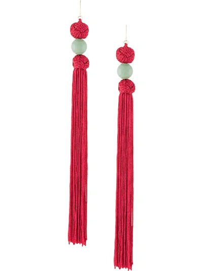 Shop Shanghai Tang Long Tassel Earring In Red