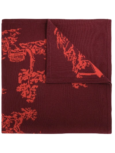 Shop Shanghai Tang Chinoiseries Intarsia Scarf In Red