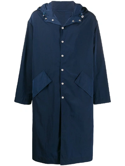 Shop Kenzo Embroidered Twill Raincoat In Blue