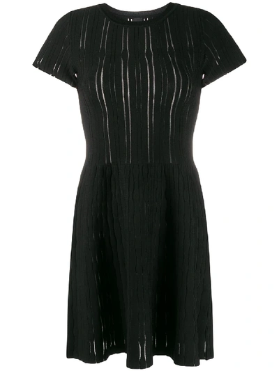 Shop Pinko Ribbed-knit Mini Dress In Black