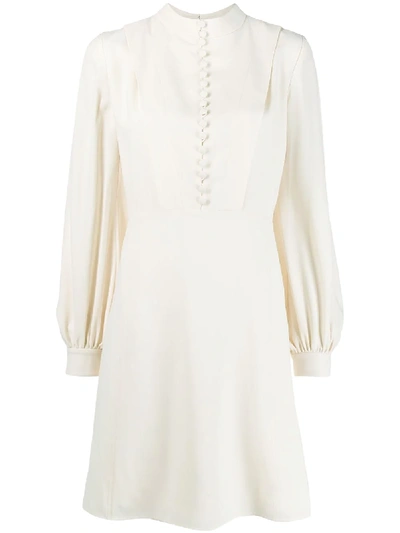 Shop Chloé Buttoned Long Sleeved Dress In White