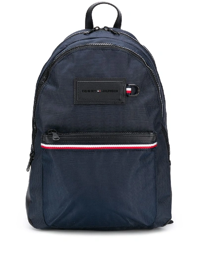 Shop Tommy Hilfiger Logo Patch Stripe Detail Backpack In Blue