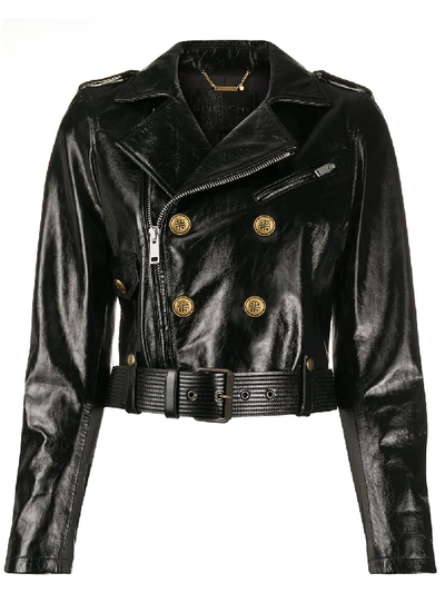 Shop Givenchy Leather Biker Jacket In Black