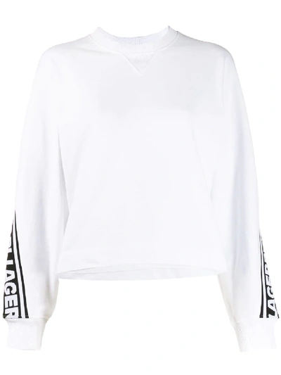 Shop Karl Lagerfeld Long Sleeve Logo Stripe Jumper In White
