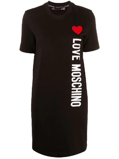 Shop Love Moschino Short Sleeve Logo Top In Black