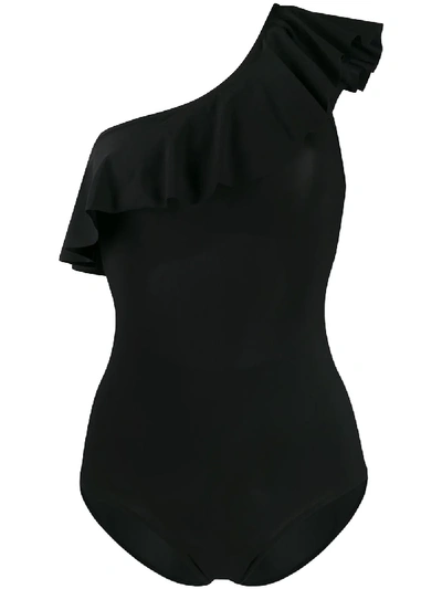 Shop Isabel Marant Ruffle Trim Swimsuit In Black