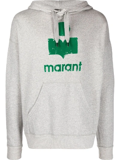 Shop Isabel Marant Logo Print Hoodie In Grey