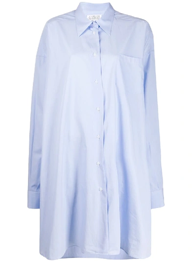 Shop Maison Margiela Asymmetric Longline Shirt In Blue
