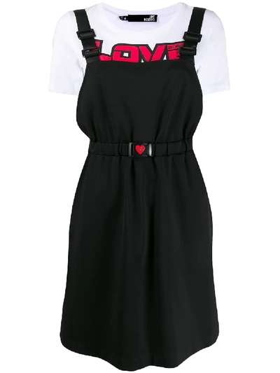 Shop Love Moschino Layered Pinafore Dress In White
