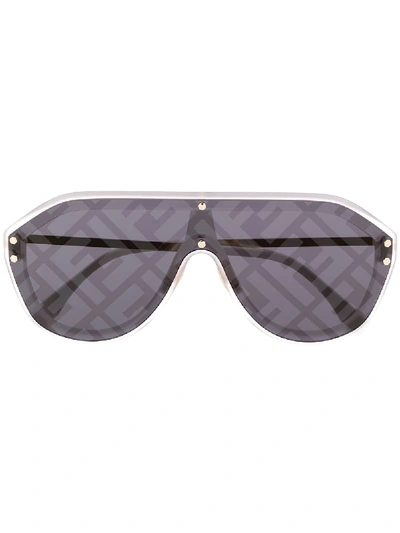 Shop Fendi Ff Aviator-frame Sunglasses In Silver