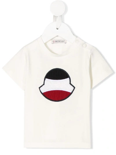 Shop Moncler Embroidered Logo T-shirt In White