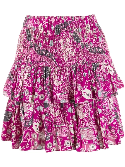 Shop Isabel Marant Étoile Floral-print Tiered Skirt In Pink