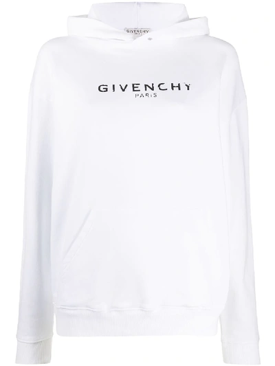 Shop Givenchy Logo Print Hoodie In White