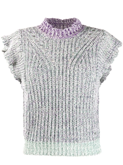 Shop Isabel Marant Étoile Ruffle Trim Knitted Top In Purple