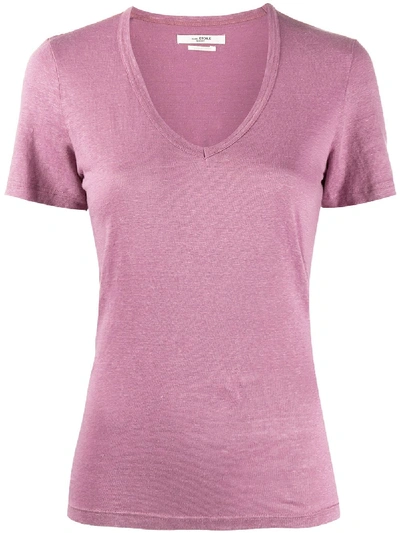 Shop Isabel Marant Étoile V-neck Jersey T-shirt In Pink