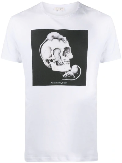 Shop Alexander Mcqueen Rat Skull Print T-shirt In White