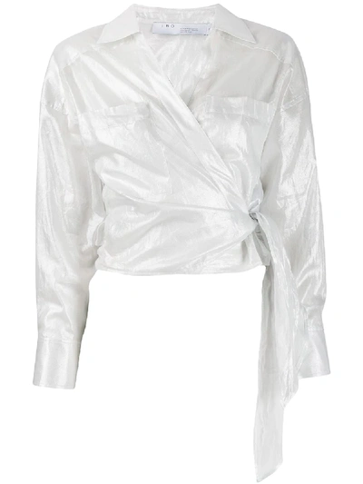 Shop Iro Long-sleeve Wrap Blouse In White