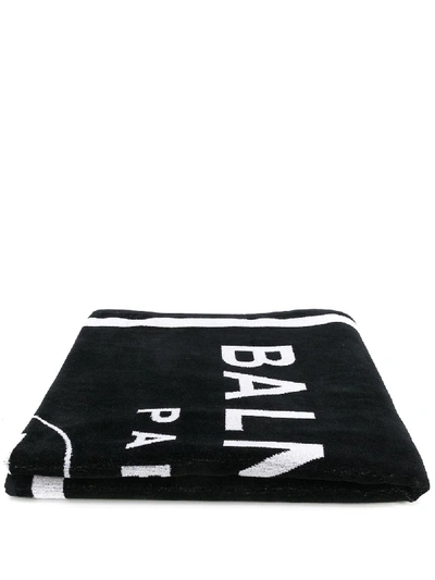 Shop Balmain Logo Beach Towel In 黑色