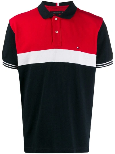 Shop Tommy Hilfiger Colour Block Polo Shirt In Blue