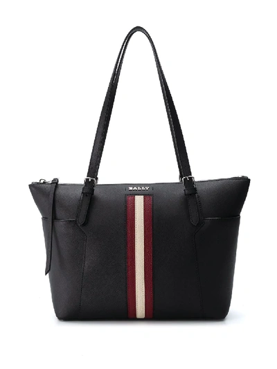 Shop Bally Samirah Contrasting Stripe Tote In Black