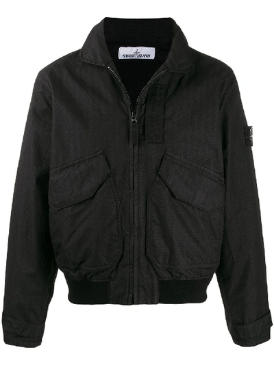 Shop Stone Island Zip-front Lightweight Jacket In Black