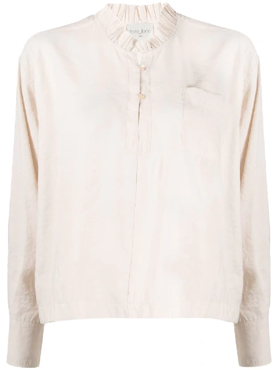 Shop Forte Forte Ruffle Trimmed Half Buttoned Shirt In White
