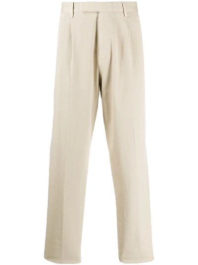 Shop Ermenegildo Zegna Tailored Straight-leg Trousers In Neutrals
