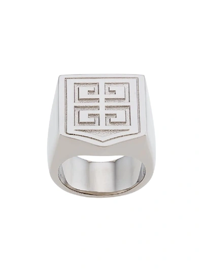 Shop Givenchy Logo Signet Ring In Silver