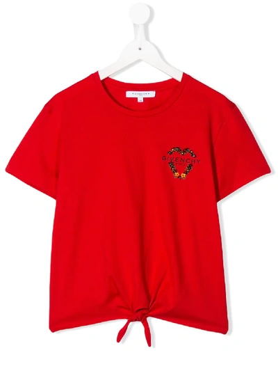 Shop Givenchy Short Sleeve Knot Detail T-shirt In Red