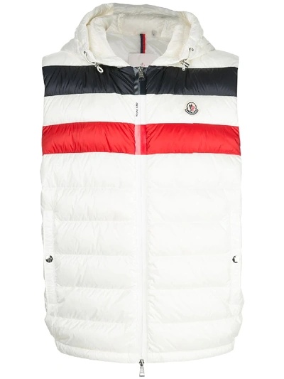 Shop Moncler Padded Striped Gilet In White