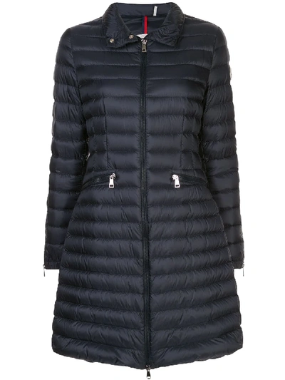 Shop Moncler Mid Length Padded Jacket In 蓝色