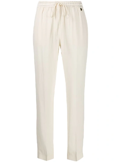 Shop Twinset Drawstring Track Pants In Neutrals