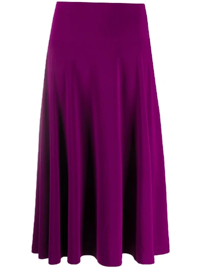 Shop Norma Kamali High-waisted Ruffle Skirt In Purple