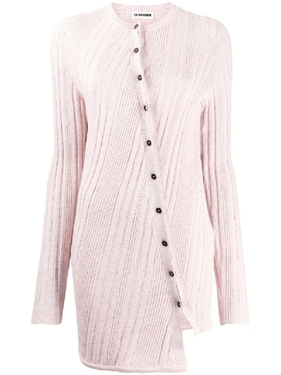 Shop Jil Sander Asymmetric Longline Cardigan In Pink