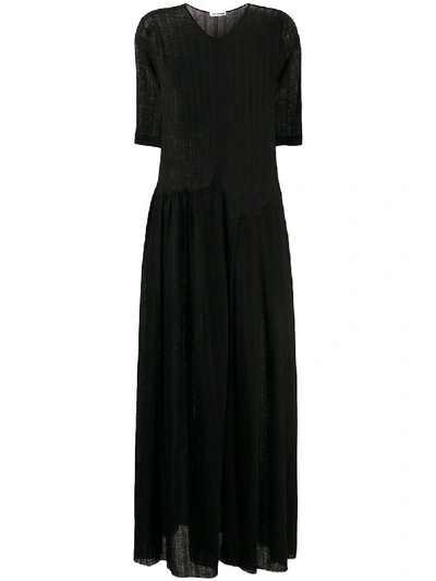 Shop Jil Sander Sheer Knit Maxi Dress In Black