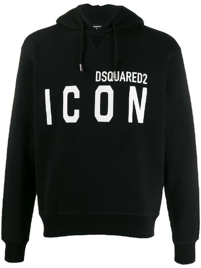 Shop Dsquared2 Icon Logo Print Hoodie In Black