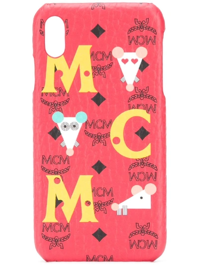 Shop Mcm Logo Iphone Xs Max Cover In Red