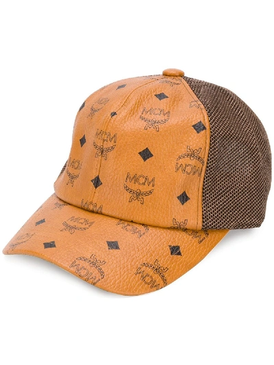 Shop Mcm Monogram Print Baseball Cap In Brown