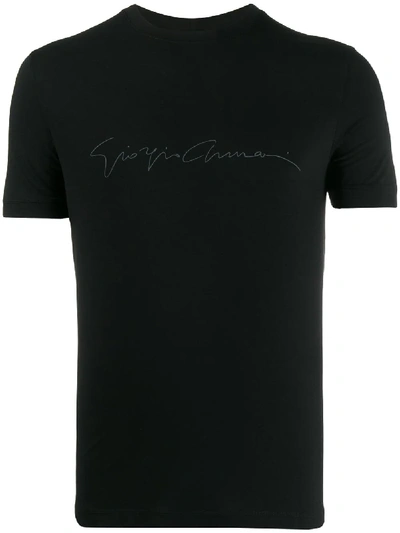 Shop Giorgio Armani Logo-print Slim-fit T-shirt In Black