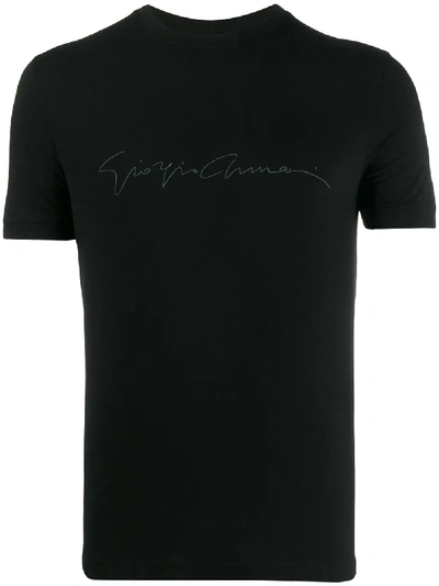 Giorgio Armani Crew-neck Printed Short Sleeve T-shirt In Black