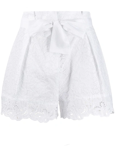 Shop Ermanno Scervino Paperbag Waist Shorts In White