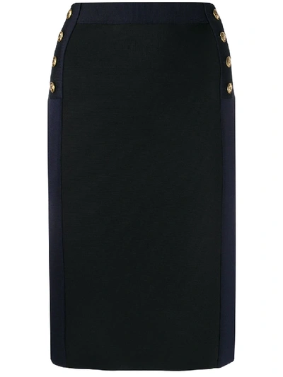 Shop Givenchy High-waisted Two-tone Skirt In Black