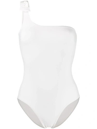 Shop Zimmermann Peggy Asymmetric One-shoulder Swimsuit In White