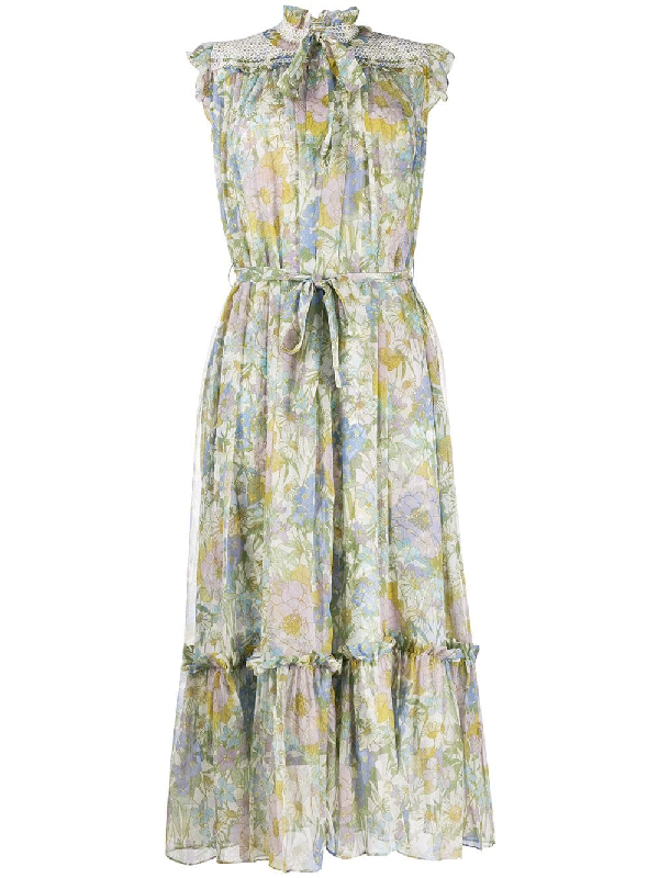 Zimmermann Kleid Mit Blumen-print In Green | ModeSens