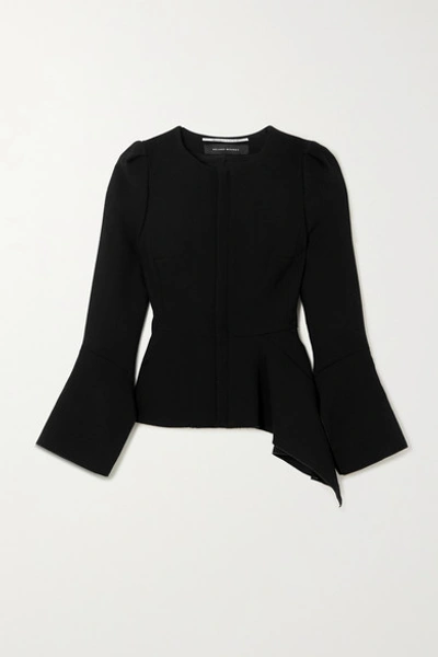 Shop Roland Mouret Noto Asymmetric Wool-crepe Jacket In Black