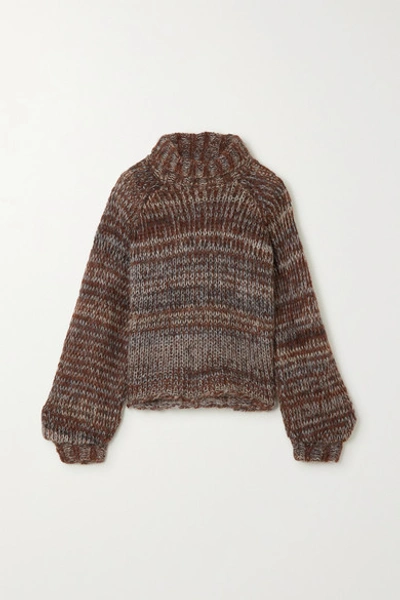 Shop The Range Fog Knitted Turtleneck Sweater In Brown